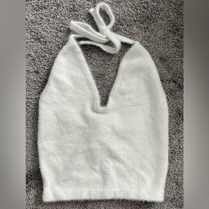 NWOT White Gymshark x Whitney Simmons Eyelash Knot Midi Halter Top, Medium